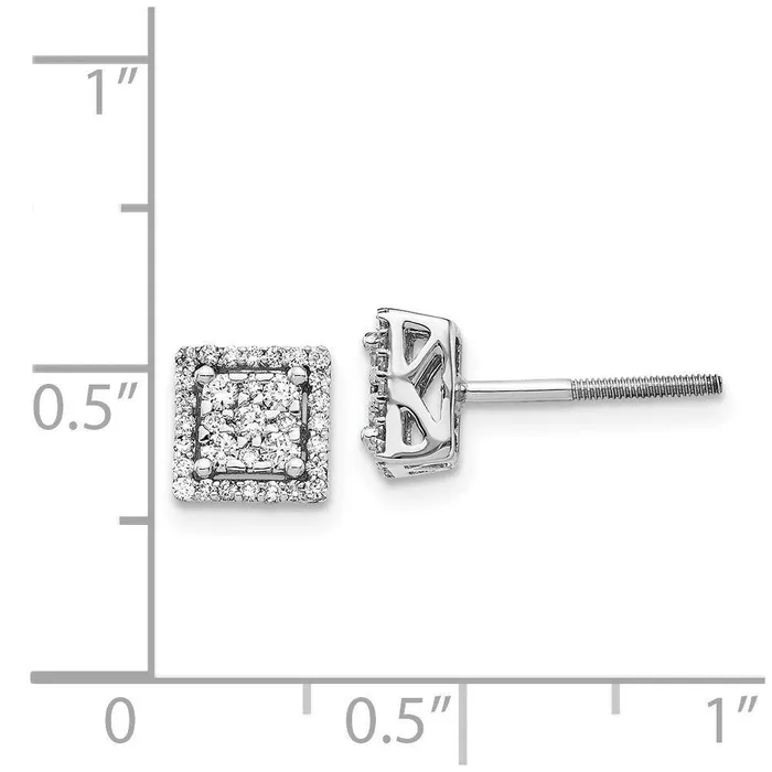 Earrings Jewelry 14k White Gold Diamond Square Screw Back Post Earrings Earrings Jewelry 14k White Gold Diamond Square Screw Back Post Earrings