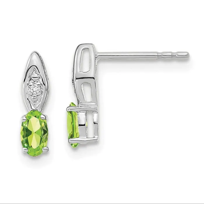 Earrings Jewelry 14k White Gold Peridot Diamond Earring