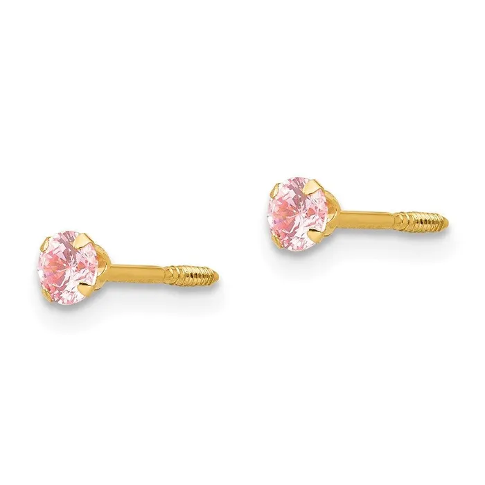Earrings Jewelry Madi K Kids 14k 3mm Pink CZ Earrings Earrings Jewelry Madi K Kids 14k 3mm Pink CZ Earrings