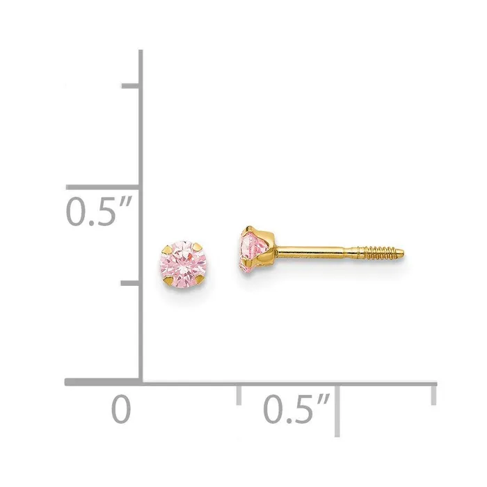 Earrings Jewelry Madi K Kids 14k 3mm Pink CZ Earrings Earrings Jewelry Madi K Kids 14k 3mm Pink CZ Earrings