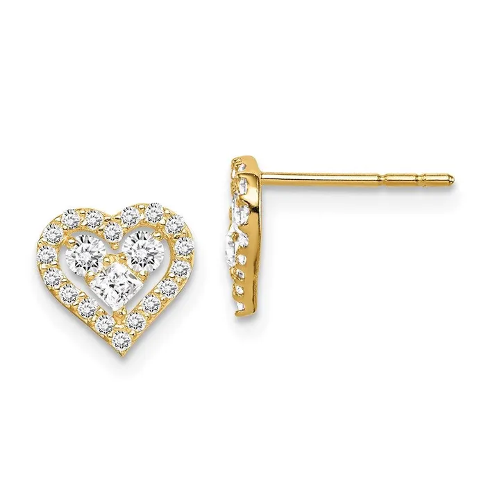 Earrings Jewelry Madi K Kids 14k CZ Heart Post Earrings