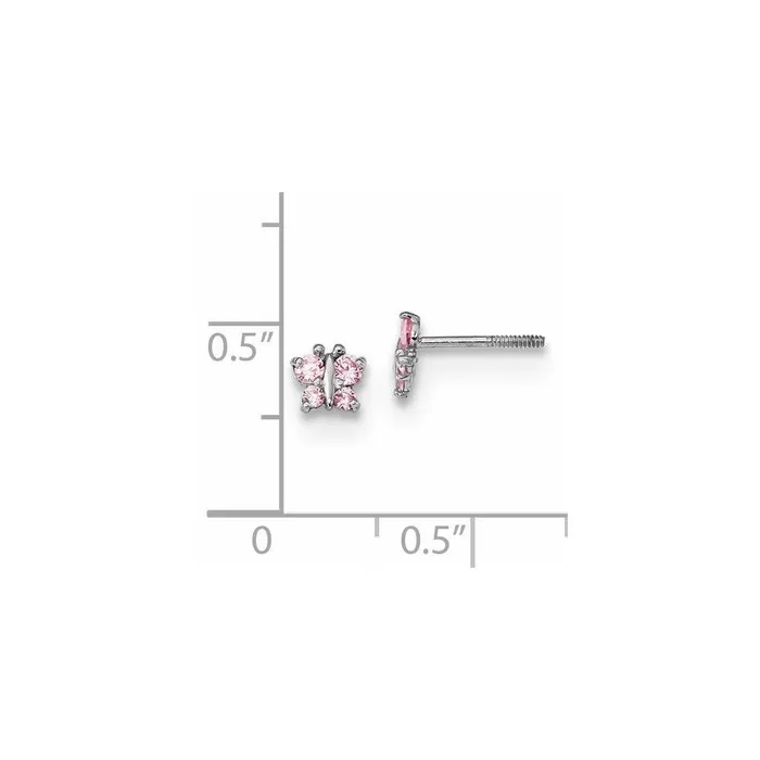 Earrings Jewelry Madi K Kids 14k White Gold Polished Pink CZ Butterfly Post Earrings Earrings Jewelry Madi K Kids 14k White Gold Polished Pink CZ Butterfly Post Earrings