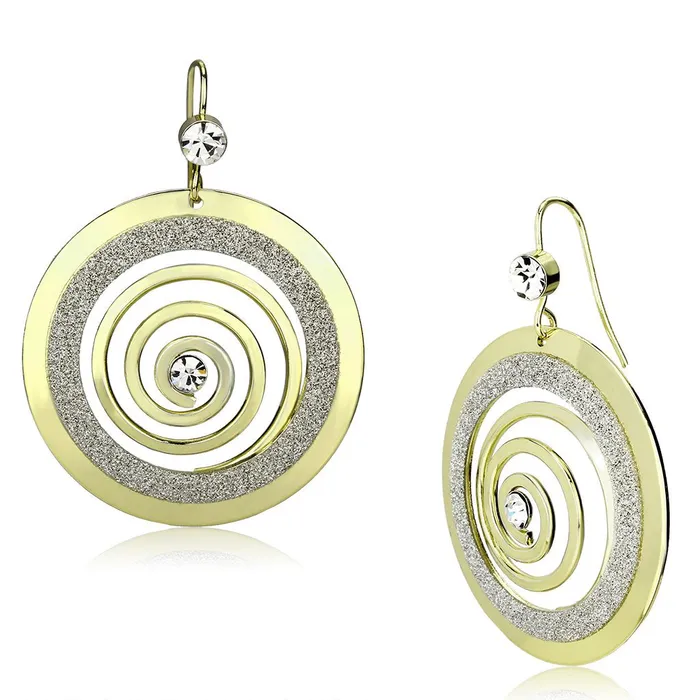 Earrings LO2716 Gold Iron Earrings with Top Grade Crystal in Clear Alamode
