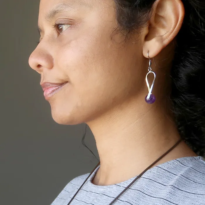 Earrings Satin Crystals Amethyst Earrings Spiritual Frequencies Tuning Fork Purple Crystal