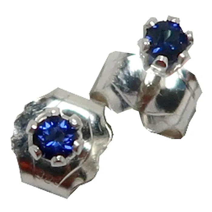 Earrings Satin Crystals Sapphire Earrings Faceted Blue Gem Studs Sterling Silver Earrings Satin Crystals Sapphire Earrings Faceted Blue Gem Studs Sterling Silver