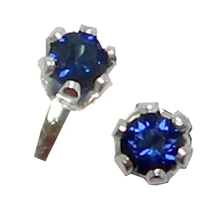 Earrings Satin Crystals Sapphire Earrings Faceted Blue Gem Studs Sterling Silver