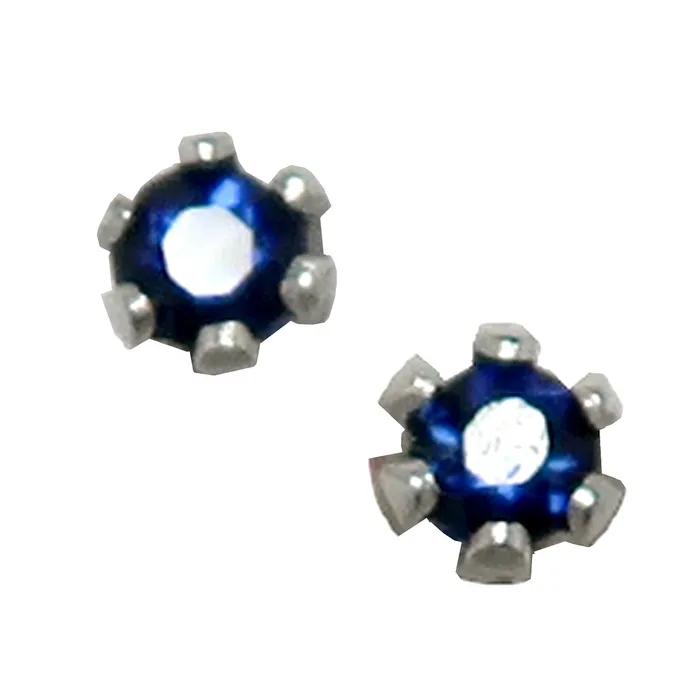 Earrings Satin Crystals Sapphire Earrings Faceted Blue Gem Studs Sterling Silver