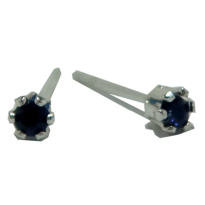 Earrings Satin Crystals Sapphire Earrings Faceted Blue Gem Studs Sterling Silver