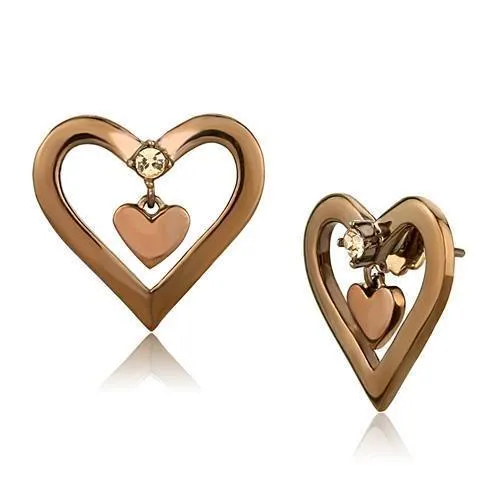 Earrings TK3156 IP Rose GoldIon Plating Stainless Steel Earrings with Top Grade Crystal in Light Peach Alamode Earrings TK3156 IP Rose GoldIon Plating Stainless Steel Earrings with Top Grade Crystal in Light Peach Alamode