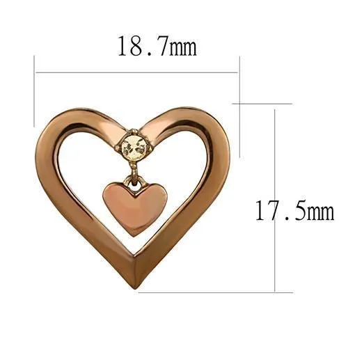 Earrings TK3156 IP Rose GoldIon Plating Stainless Steel Earrings with Top Grade Crystal in Light Peach Alamode