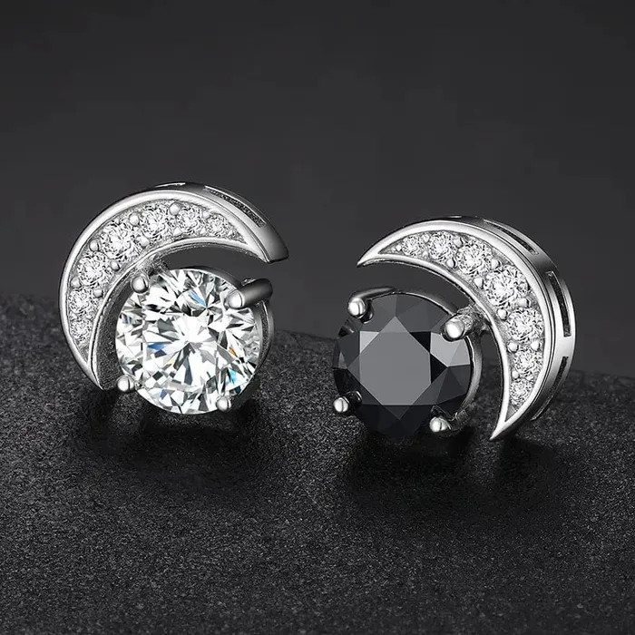 Earrings VVS Moissanite Moon S925 Silver Stud Earrings VVS Jewelry