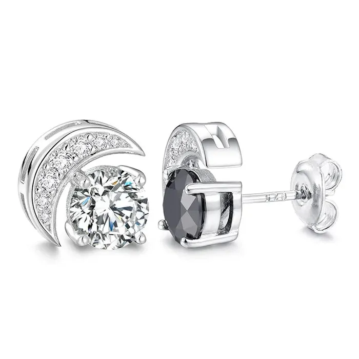 Earrings VVS Moissanite Moon S925 Silver Stud Earrings VVS Jewelry