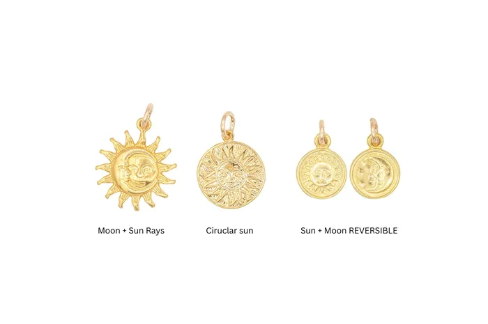 Earthly Abundance Jewelry Charm Necklaces Sun charm Gold Vermeil 25 microns