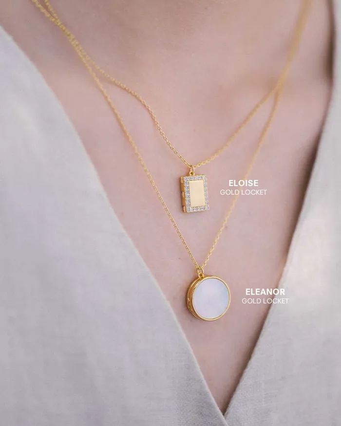 Eloise Gold Locket Necklace Penny Pairs Necklaces Eloise Gold Locket Necklace Penny Pairs Necklaces