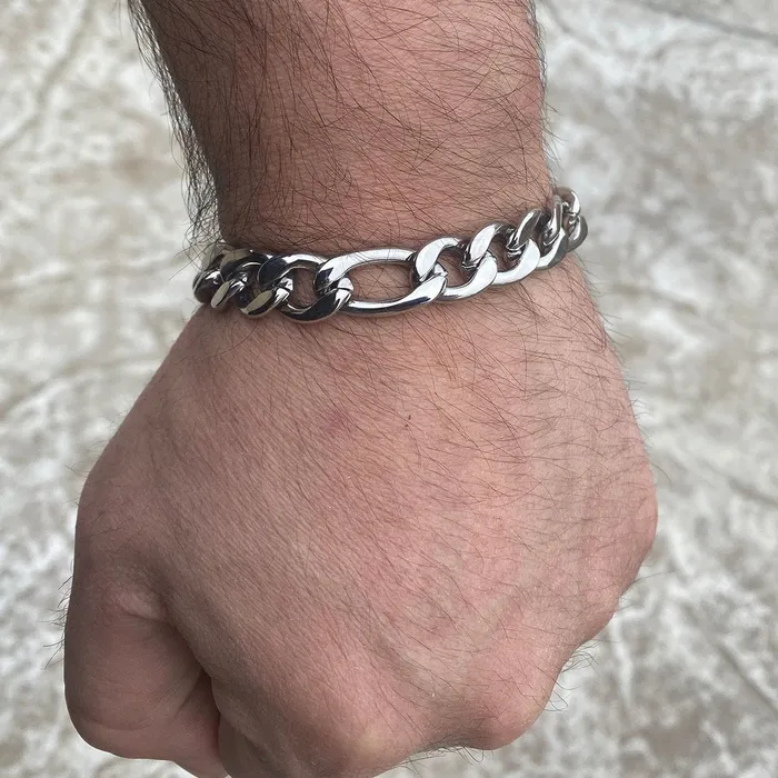 Figaro Bracelet Stainless Steel 12mm Thick 85 Bling Cartel Admin Bracelets