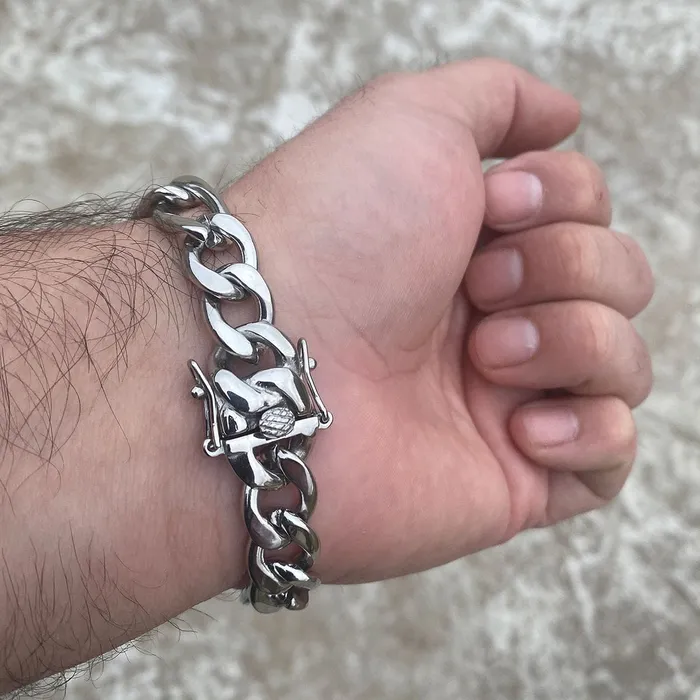 Figaro Bracelet Stainless Steel 12mm Thick 85 Bling Cartel Admin Bracelets