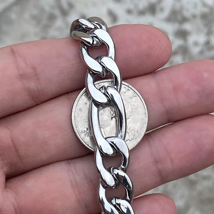 Figaro Bracelet Stainless Steel 12mm Thick 85 Bling Cartel Admin Bracelets