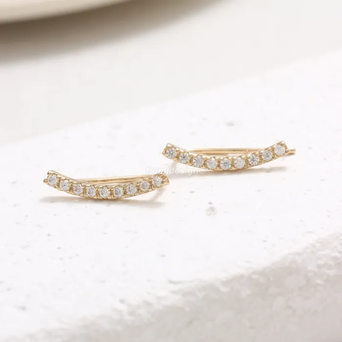 from J Shop Earrings CZ Stick Ear Crawlers