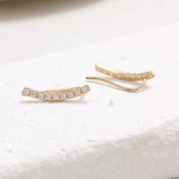 from J Shop Earrings CZ Stick Ear Crawlers
