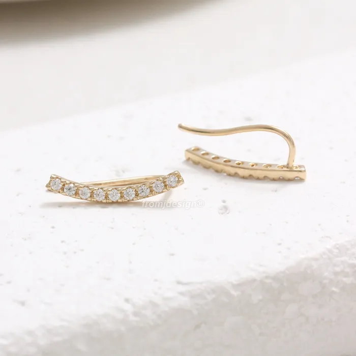 from J Shop Earrings CZ Stick Ear Crawlers