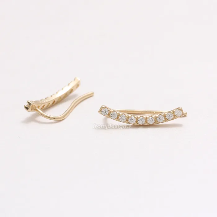 from J Shop Earrings CZ Stick Ear Crawlers