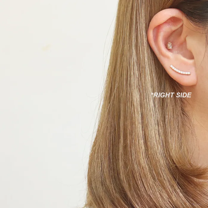 from J Shop Earrings CZ Stick Ear Crawlers