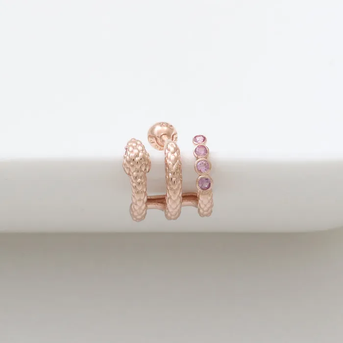 from J Shop Pink Sapphire Snake Hoop Ear Piercing Earrings