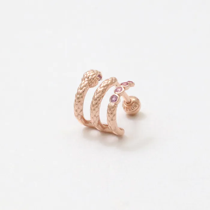 from J Shop Pink Sapphire Snake Hoop Ear Piercing Earrings