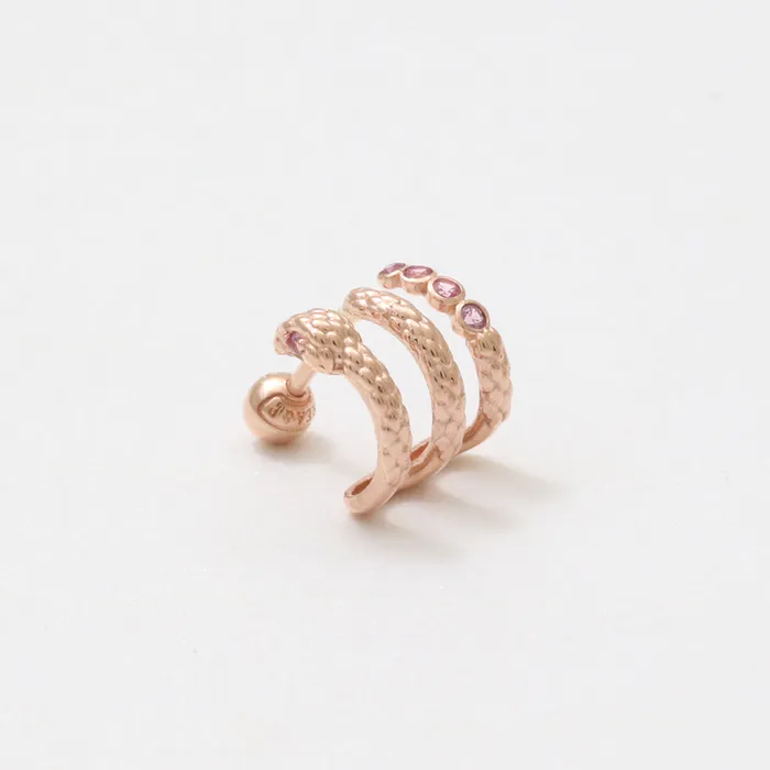 from J Shop Pink Sapphire Snake Hoop Ear Piercing Earrings