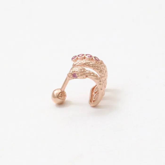 from J Shop Pink Sapphire Snake Hoop Ear Piercing Earrings