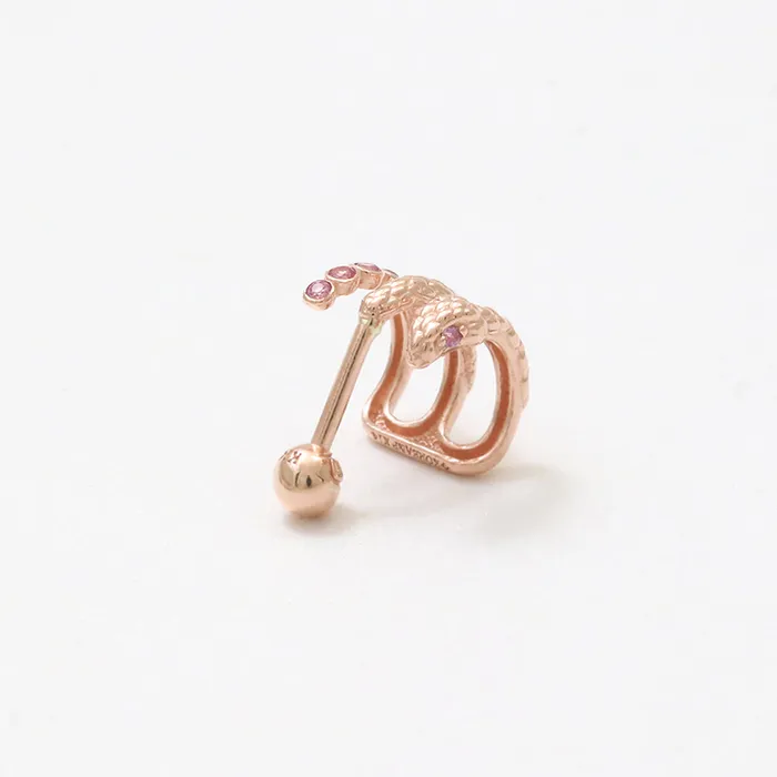 from J Shop Pink Sapphire Snake Hoop Ear Piercing Earrings