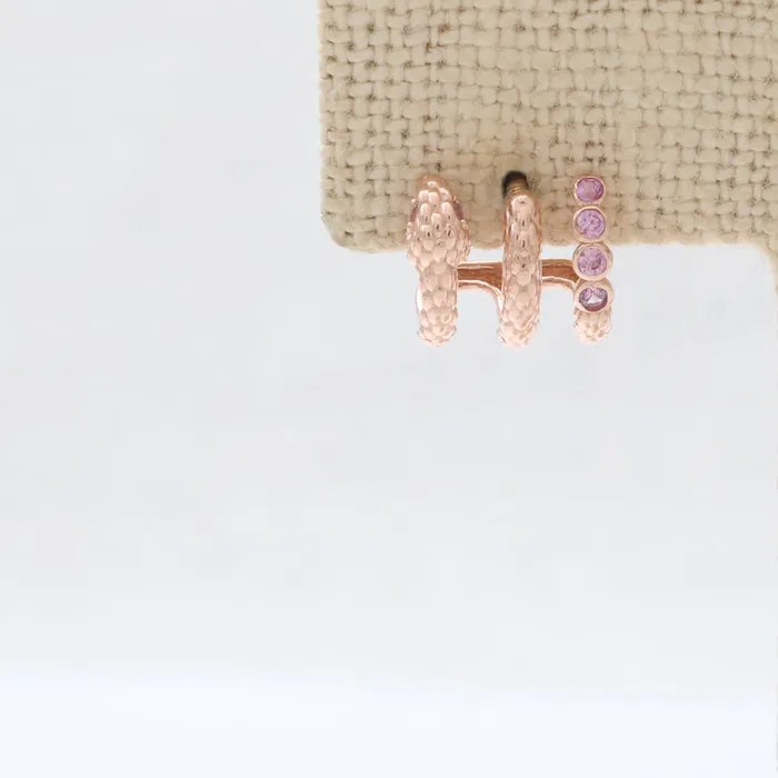 from J Shop Pink Sapphire Snake Hoop Ear Piercing Earrings