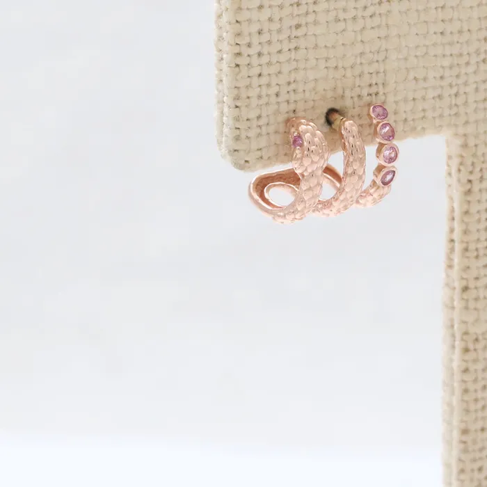 from J Shop Pink Sapphire Snake Hoop Ear Piercing Earrings