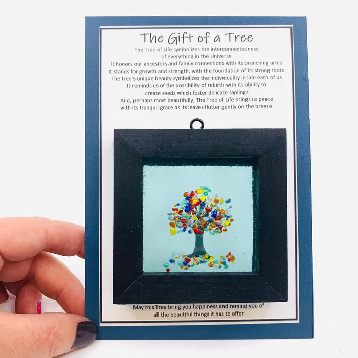 Fused Glass Tree of Life Shadow Box 128 Glimmer Glass Gifts Necklaces