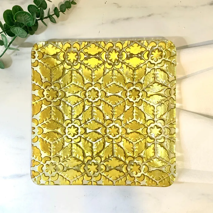 Glass Fusion Plate Gold Filigree 25 Boston International INC PreStyled Sets