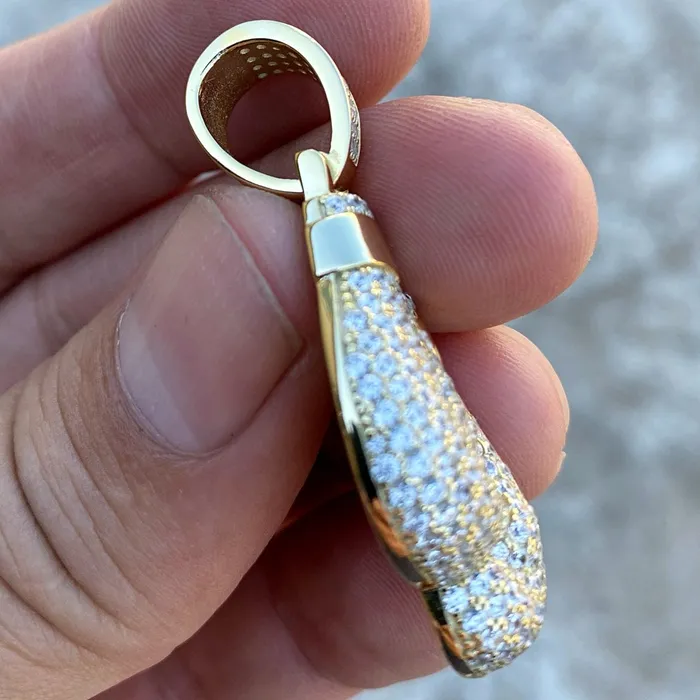 Gold Finish Over Solid 925 Boxing Gloves Iced Pendant Bling Cartel Admin PreStyled Sets