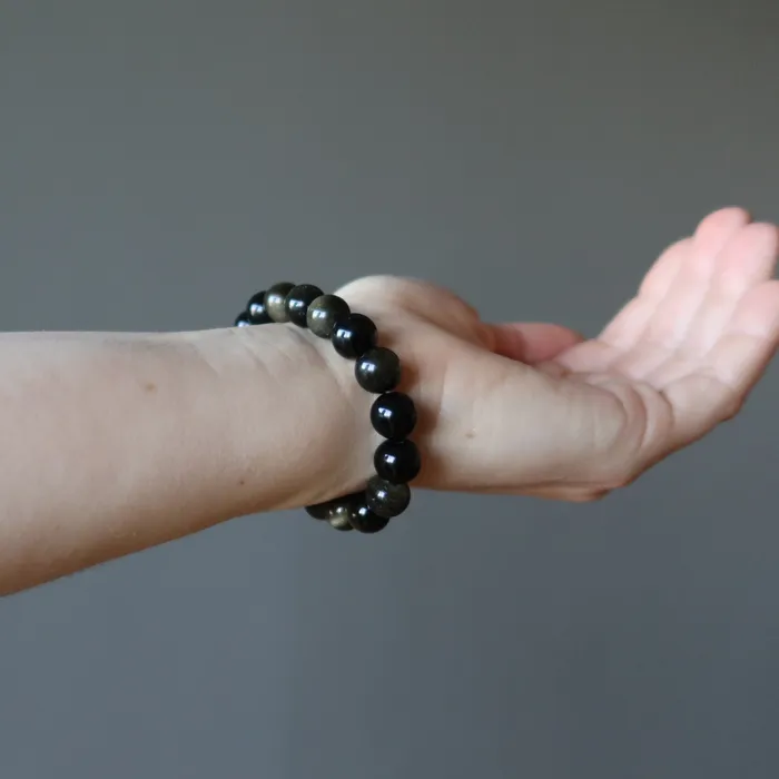 Gold Sheen Obsidian Bracelet Bedazzle My Style Satin Crystals Bracelets