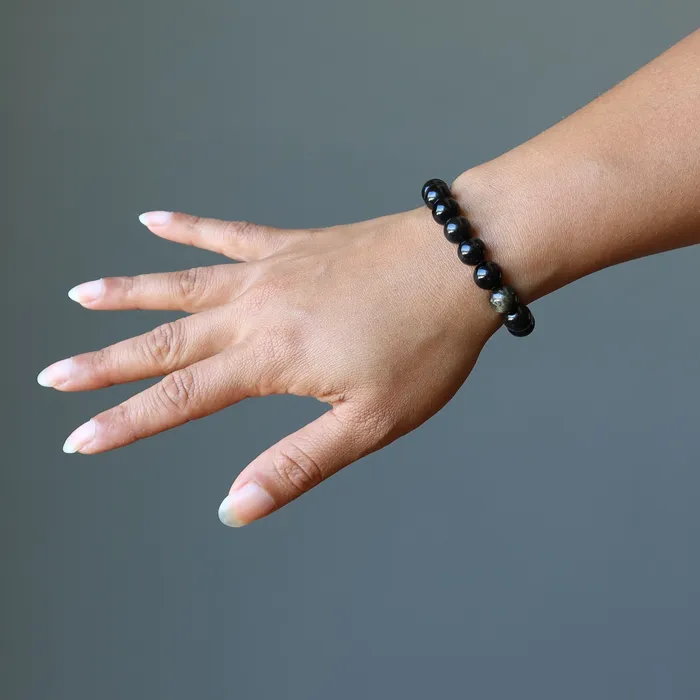 Gold Sheen Obsidian Bracelet Bedazzle My Style Satin Crystals Bracelets