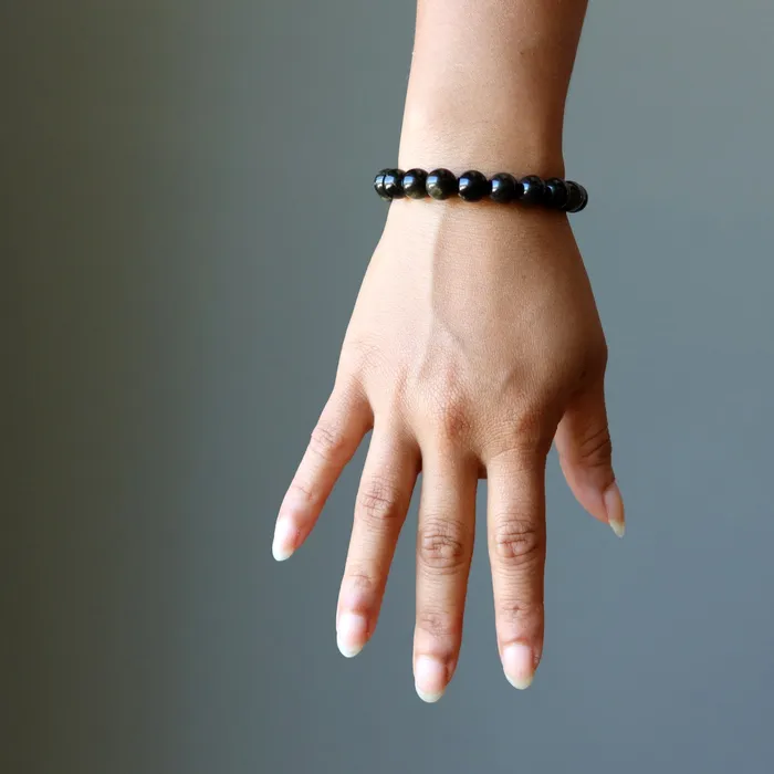 Gold Sheen Obsidian Bracelet Bedazzle My Style Satin Crystals Bracelets
