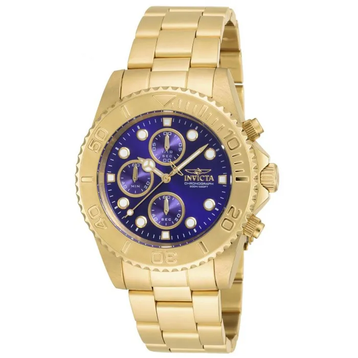 Invicta 19157 Mens Pro Diver Chrono Blue Dial Yellow Gold Steel Bracelet Dive Watch Invicta Bracelets Invicta 19157 Mens Pro Diver Chrono Blue Dial Yellow Gold Steel Bracelet Dive Watch Invicta Bracelets