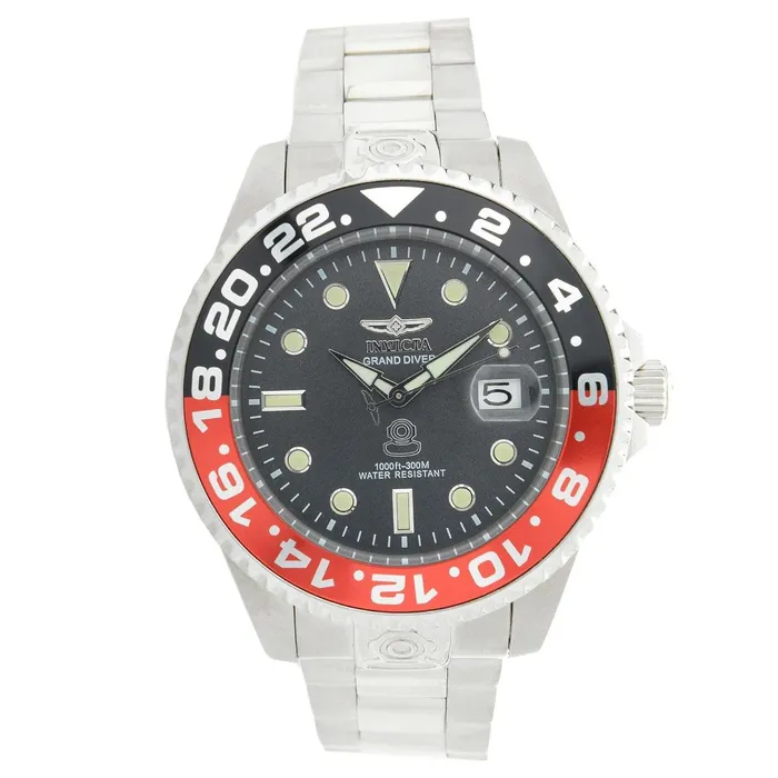Invicta 21867 Mens Grand Diver Black Red Accented Bezel Steel Bracelet Automatic Dive Watch Invicta Bracelets Invicta 21867 Mens Grand Diver Black Red Accented Bezel Steel Bracelet Automatic Dive Watch Invicta Bracelets