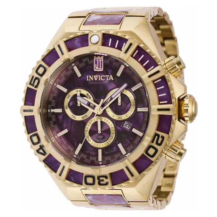 Invicta Bracelets Invicta Mens Chronograph Watch Jason Taylor Purple and Gold Dial Bracelet 40205 Invicta Bracelets Invicta Mens Chronograph Watch Jason Taylor Purple and Gold Dial Bracelet 40205