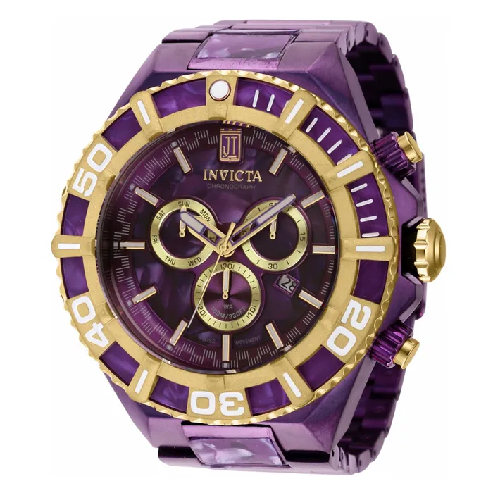 Invicta Bracelets Invicta Mens Chronograph Watch Jason Taylor Purple Resin and Steel Bracelet 40206 Invicta Bracelets Invicta Mens Chronograph Watch Jason Taylor Purple Resin and Steel Bracelet 40206