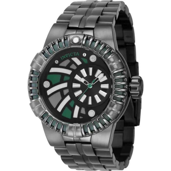Invicta Bracelets Invicta Mens Watch Subaqua Black White and Green Dial Gunmetal Bracelet 41682