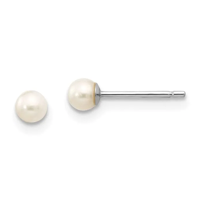 Jewelry 14k White Gold 34mm White Round FW Cultured Pearl Stud Post Earrings Earrings Jewelry 14k White Gold 34mm White Round FW Cultured Pearl Stud Post Earrings Earrings