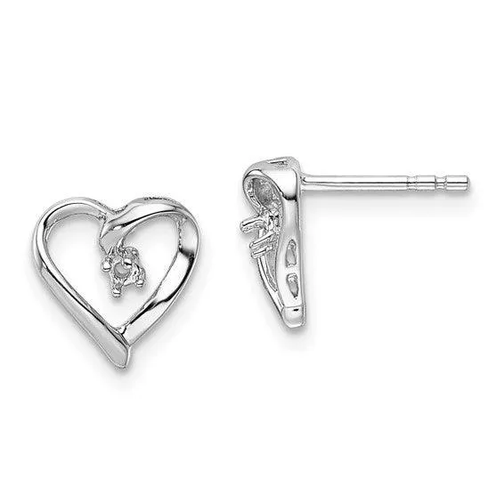 Jewelry 14k White Gold Fancy Diamond Heart Earring Mountings No Stones Included No Backs Earrings Jewelry 14k White Gold Fancy Diamond Heart Earring Mountings No Stones Included No Backs Earrings