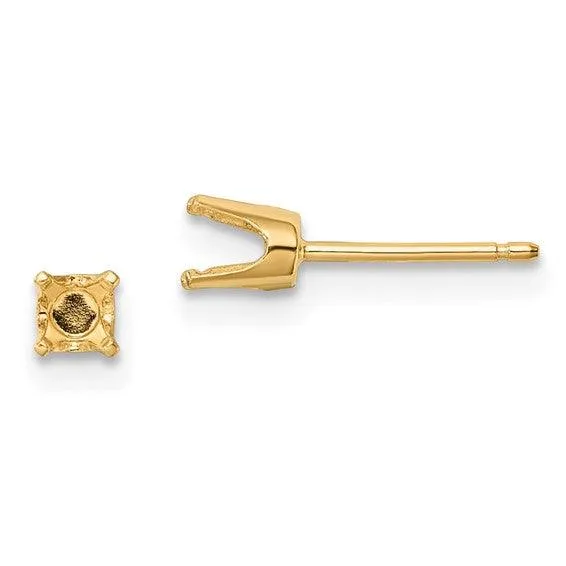 Jewelry Earrings 14k 425mm Round Stud Earring Mounting wbacks No Stones Included