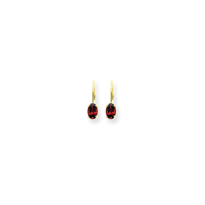 Jewelry Earrings 14k 6x4mm Oval Garnet Leverback Earrings