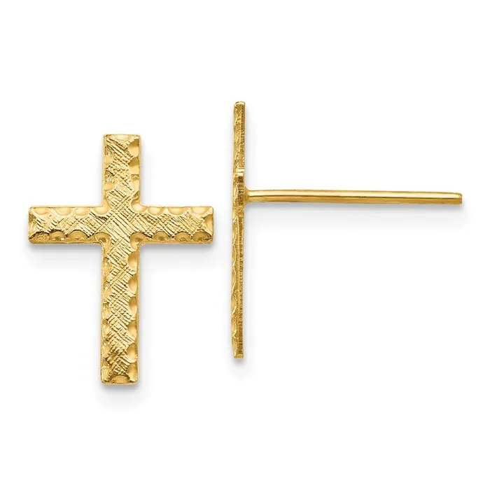 Jewelry Earrings 14k Brushed Finish Cross Earrings
