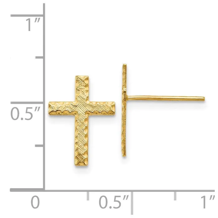 Jewelry Earrings 14k Brushed Finish Cross Earrings Jewelry Earrings 14k Brushed Finish Cross Earrings